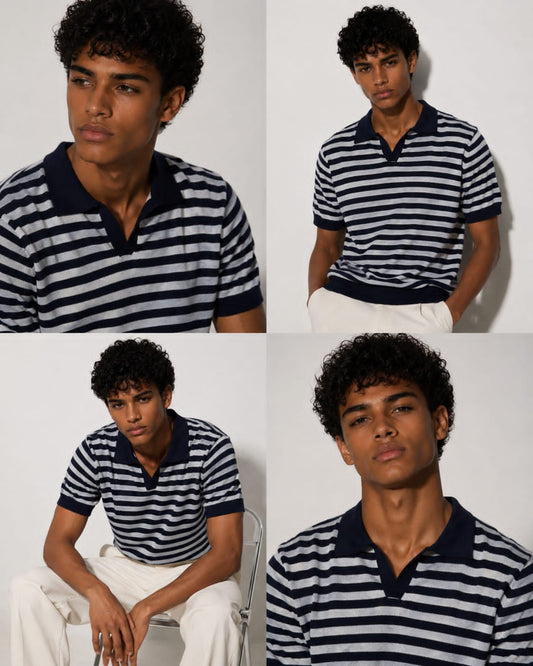Striped Knit polo shirt